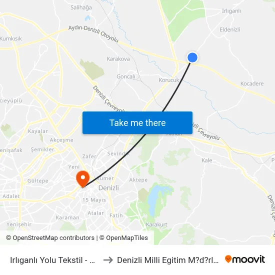Irlıganlı Yolu Tekstil - 894 to Denizli Milli Egitim M?d?rl?g? map
