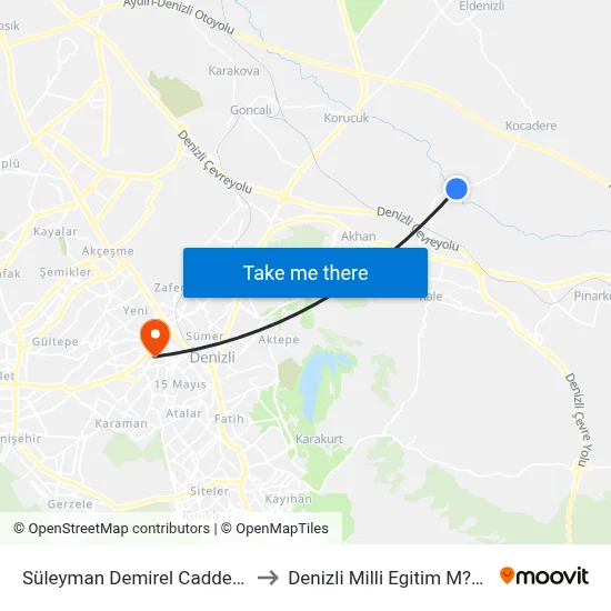 Süleyman Demirel Caddesi - 667 to Denizli Milli Egitim M?d?rl?g? map