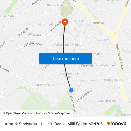 Atatürk Stadyumu - 120 to Denizli Milli Egitim M?d?rl?g? map