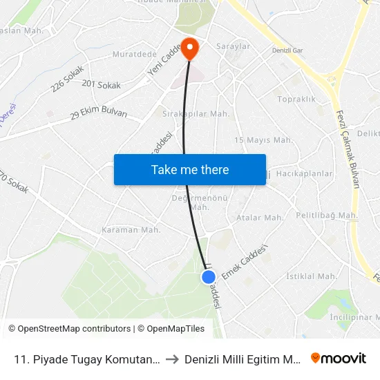 11. Piyade Tugay Komutanlığı - 776 to Denizli Milli Egitim M?d?rl?g? map