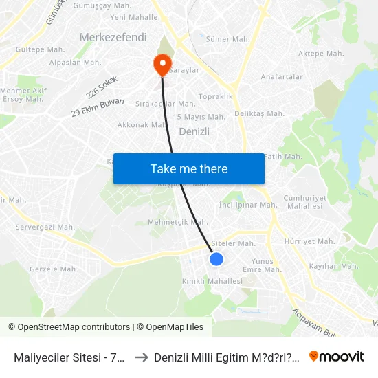 Maliyeciler Sitesi - 770 to Denizli Milli Egitim M?d?rl?g? map