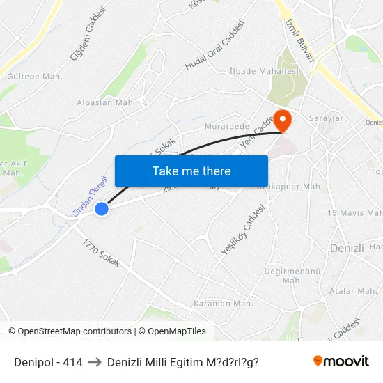 Denipol - 414 to Denizli Milli Egitim M?d?rl?g? map