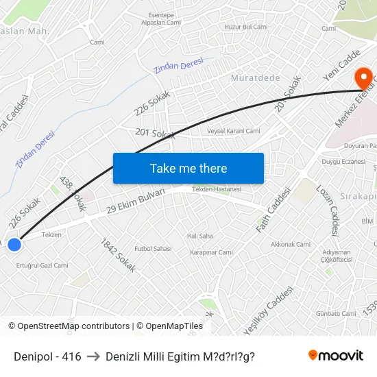 Denipol - 416 to Denizli Milli Egitim M?d?rl?g? map