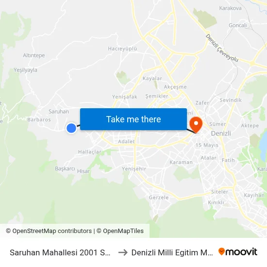 Saruhan Mahallesi 2001 Sokak - 754 to Denizli Milli Egitim M?d?rl?g? map