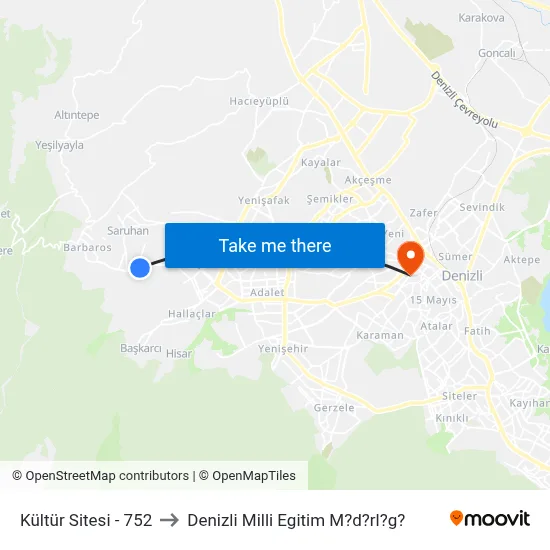 Kültür Sitesi - 752 to Denizli Milli Egitim M?d?rl?g? map