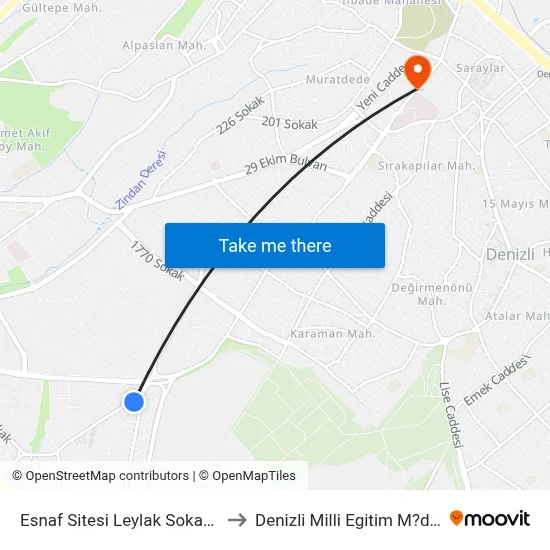 Esnaf Sitesi Leylak Sokak - 603 to Denizli Milli Egitim M?d?rl?g? map