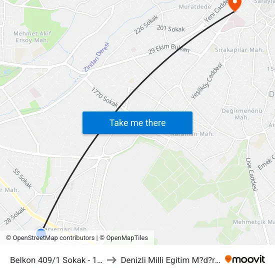 Belkon 409/1 Sokak - 1800 to Denizli Milli Egitim M?d?rl?g? map