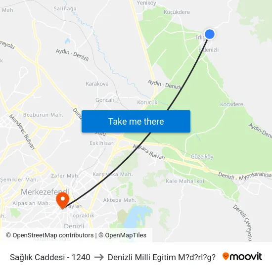 Sağlık Caddesi - 1240 to Denizli Milli Egitim M?d?rl?g? map
