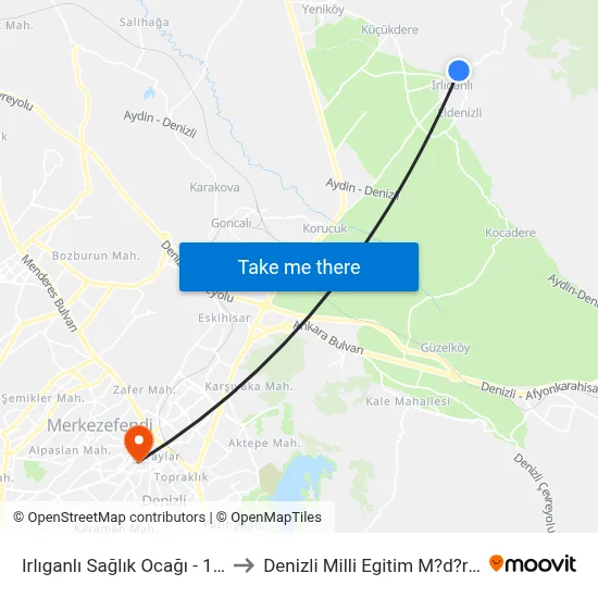 Irlıganlı Sağlık Ocağı - 1241 to Denizli Milli Egitim M?d?rl?g? map
