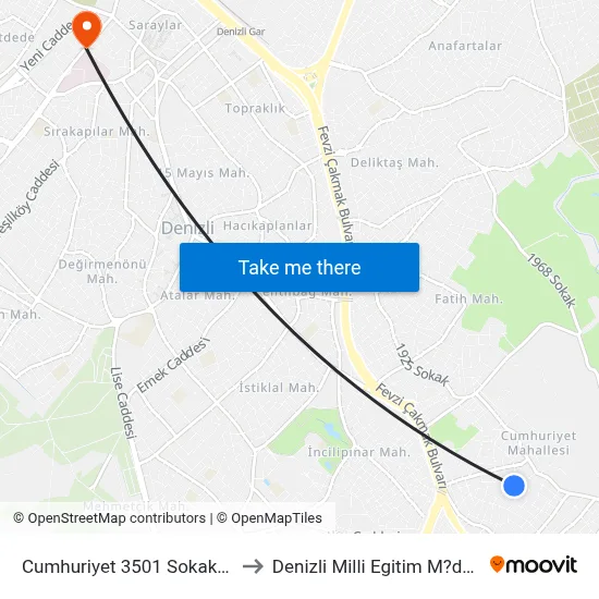 Cumhuriyet 3501 Sokak - 864 to Denizli Milli Egitim M?d?rl?g? map