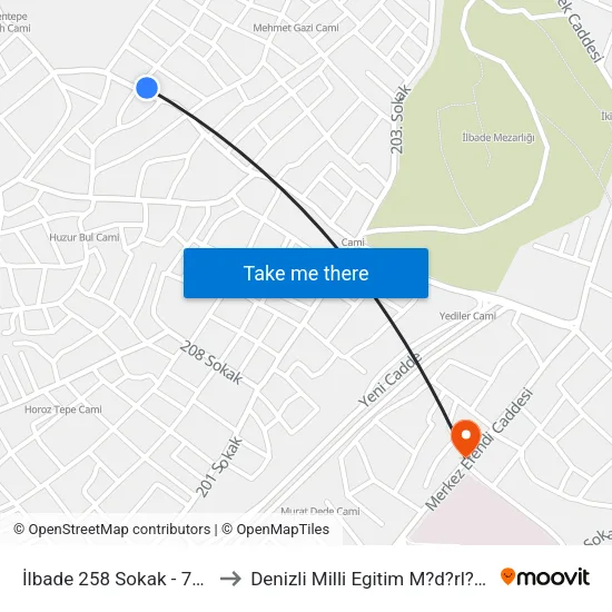 İlbade 258 Sokak - 700 to Denizli Milli Egitim M?d?rl?g? map