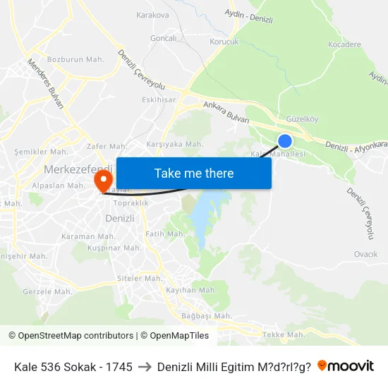 Kale 536 Sokak - 1745 to Denizli Milli Egitim M?d?rl?g? map