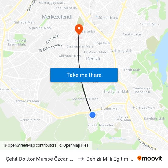 Şehit Doktor Munise Özcan Caddesi - 772 to Denizli Milli Egitim M?d?rl?g? map