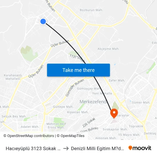 Hacıeyüplü 3123 Sokak - 642 to Denizli Milli Egitim M?d?rl?g? map