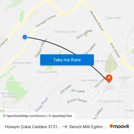 Hüseyin Çokal Caddesi 3131 Sokak - 1120 to Denizli Milli Egitim M?d?rl?g? map