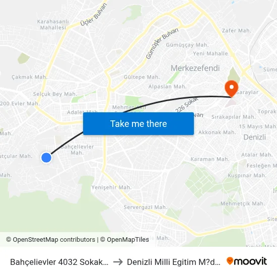 Bahçelievler 4032 Sokak - 431 to Denizli Milli Egitim M?d?rl?g? map