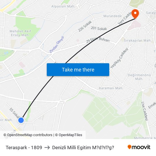 Teraspark - 1809 to Denizli Milli Egitim M?d?rl?g? map
