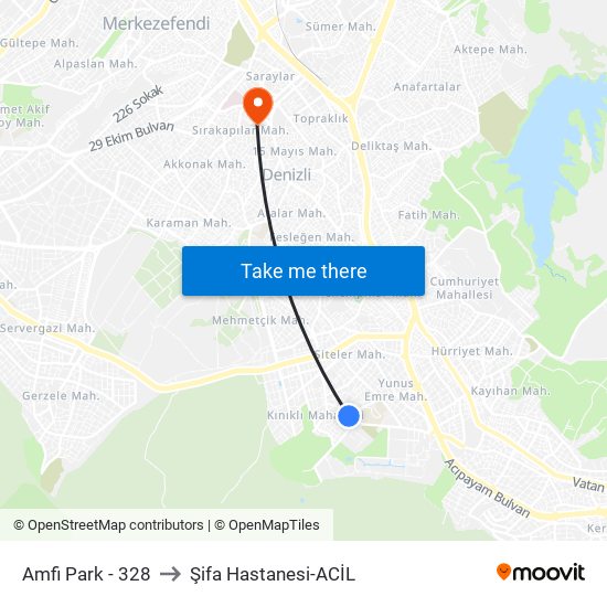 Amfi Park - 328 to Şifa Hastanesi-ACİL map