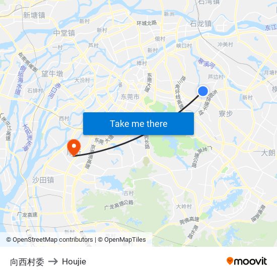 向西村委 to Houjie map