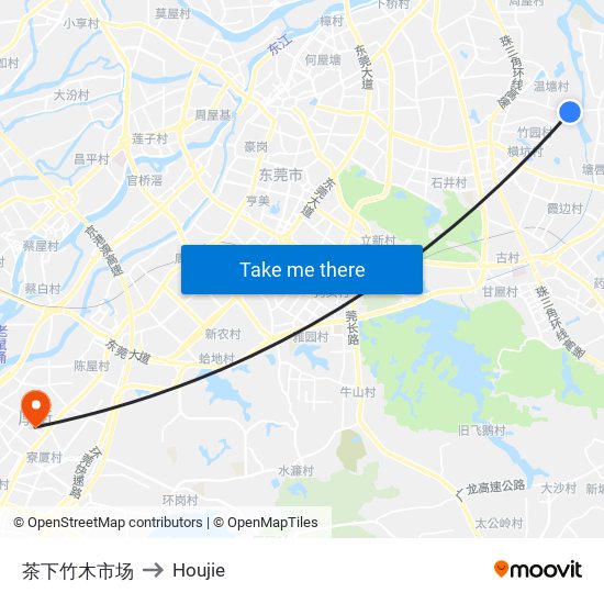 茶下竹木市场 to Houjie map