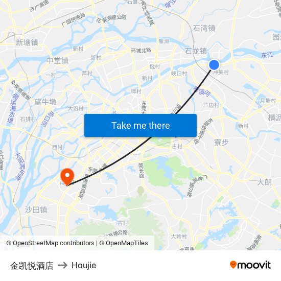 金凯悦酒店 to Houjie map