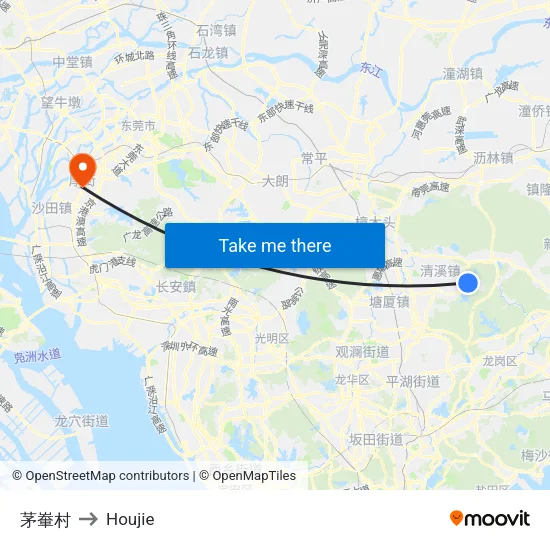 Maoxu Village to Houjie map