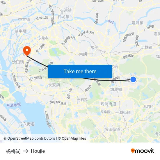 Yangmei Ridge to Houjie map