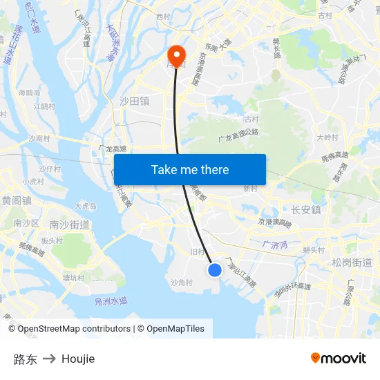 Road East to Houjie map