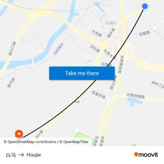 White Horse to Houjie map