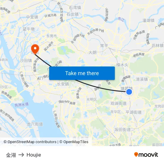 金湖 to Houjie map