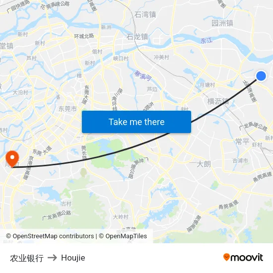Agricultural Bank of China to Houjie map