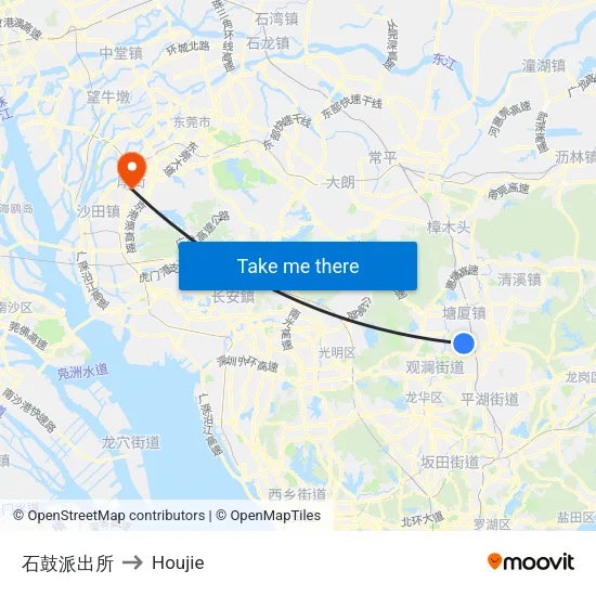 Shigou Police Station to Houjie map