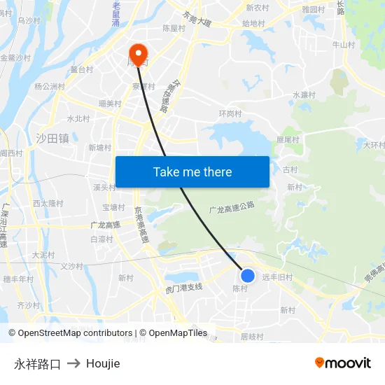 永祥路口 to Houjie map