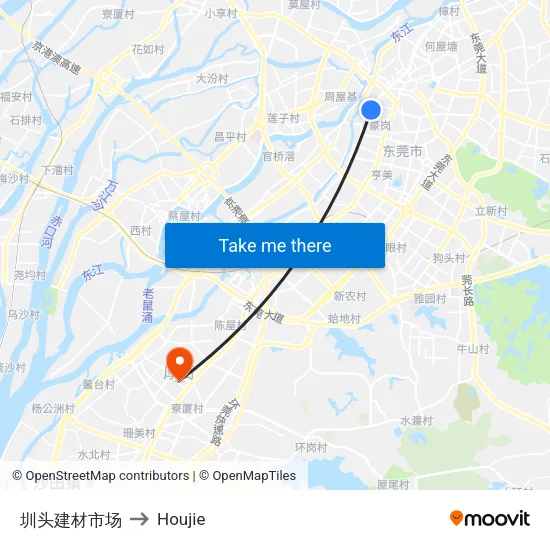 圳头建材市场 to Houjie map
