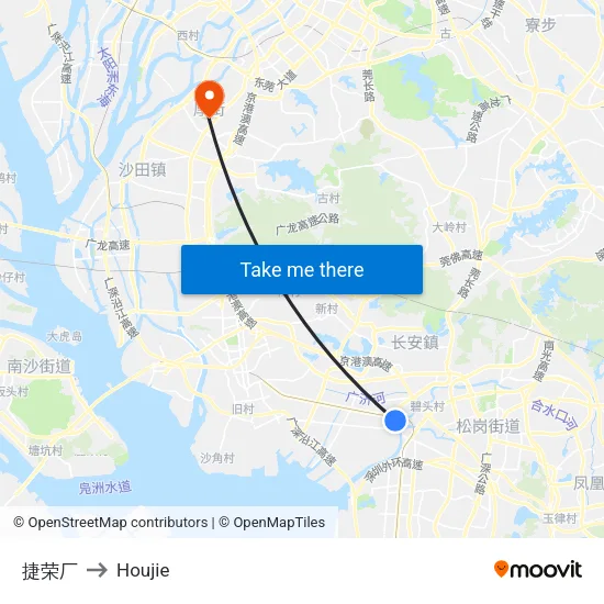 Jierong Factory to Houjie map