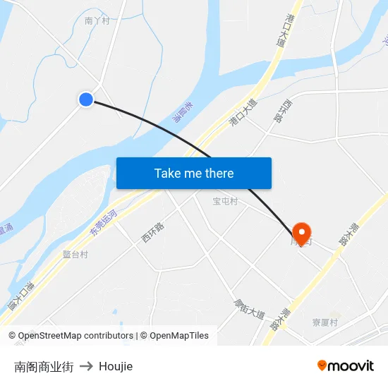 Nange Commercial Street to Houjie map