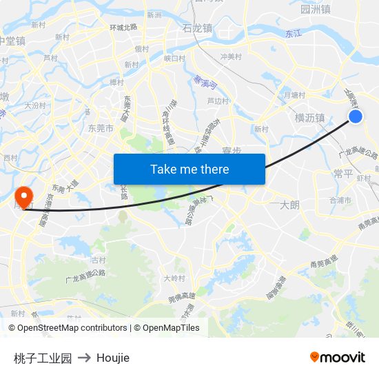 桃子工业园 to Houjie map