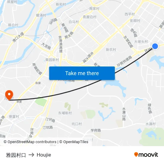 Yayuan Village Entrance to Houjie map