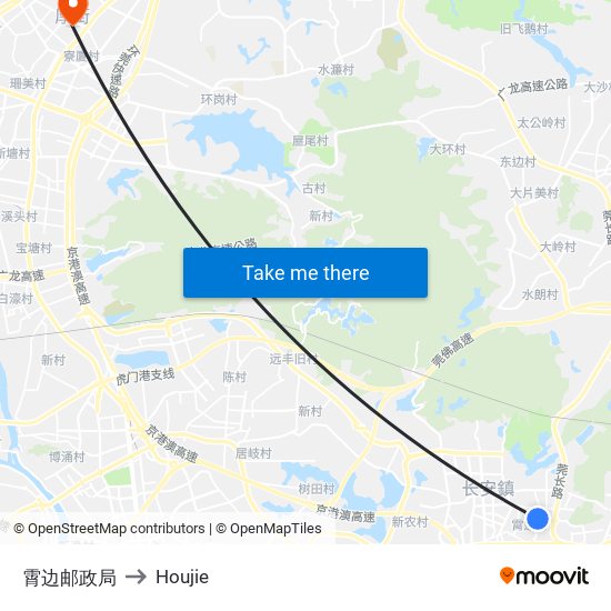 霄边邮政局 to Houjie map