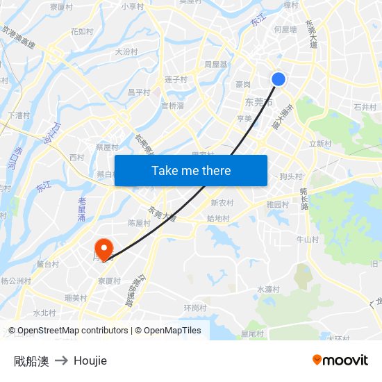 戙船澳 to Houjie map