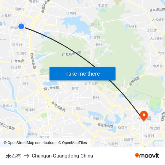 禾石有 to Changan Guangdong China map