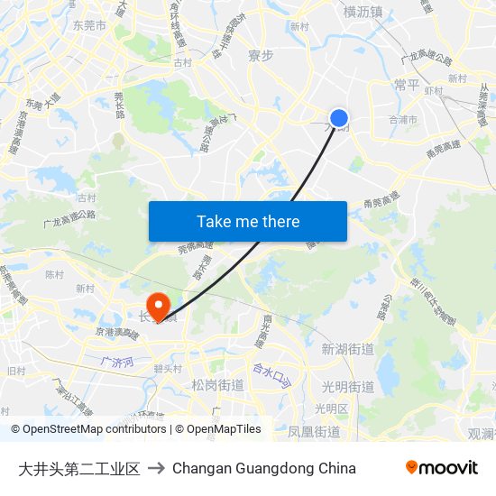 大井头第二工业区 to Changan Guangdong China map