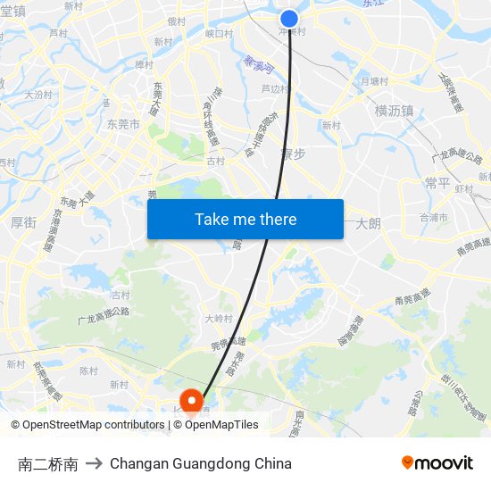 南二桥南 to Changan Guangdong China map