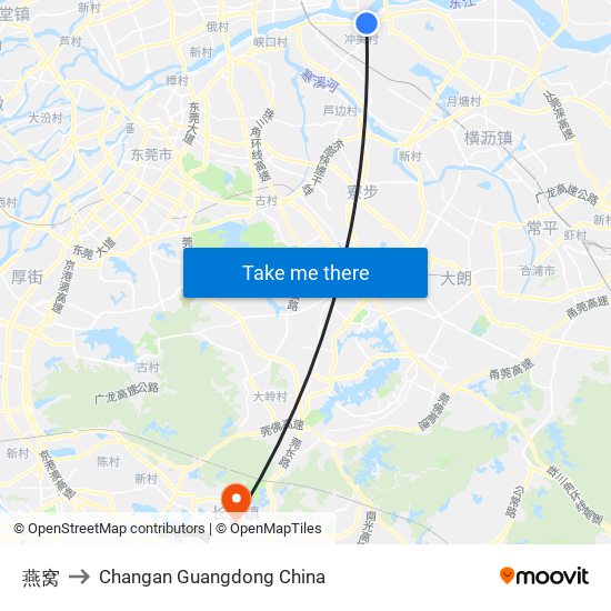 燕窝 to Changan Guangdong China map