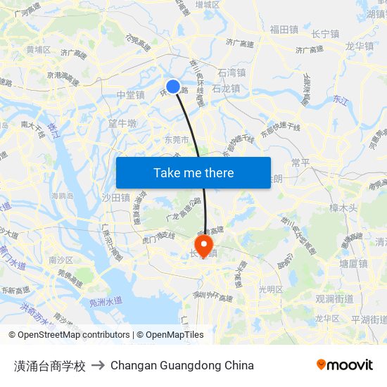 潢涌台商学校 to Changan Guangdong China map