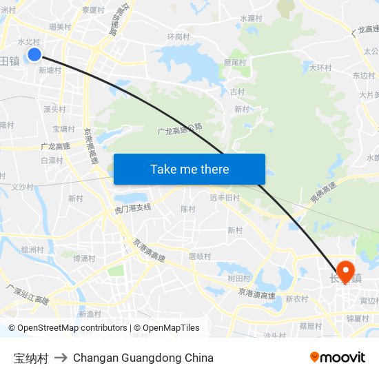 宝纳村 to Changan Guangdong China map