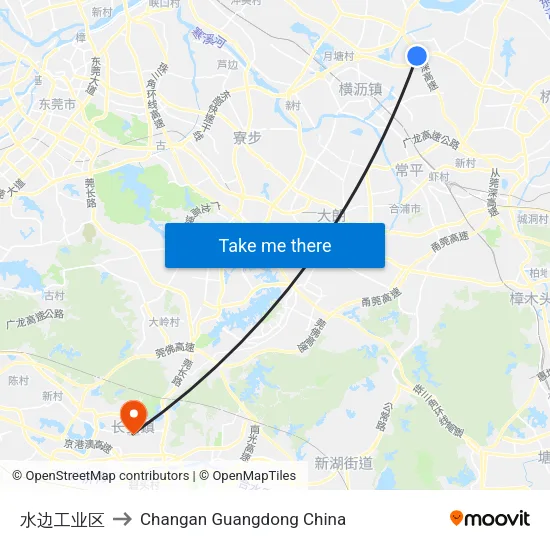 水边工业区 to Changan Guangdong China map