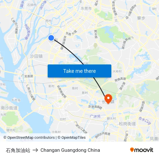 石角加油站 to Changan Guangdong China map