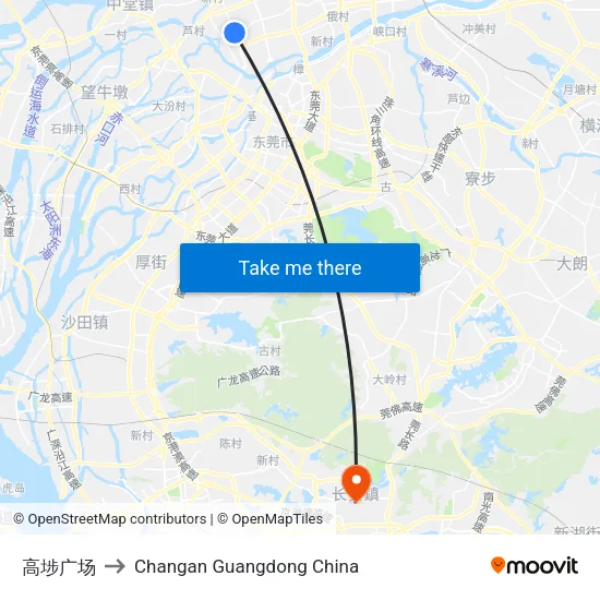 高埗广场 to Changan Guangdong China map