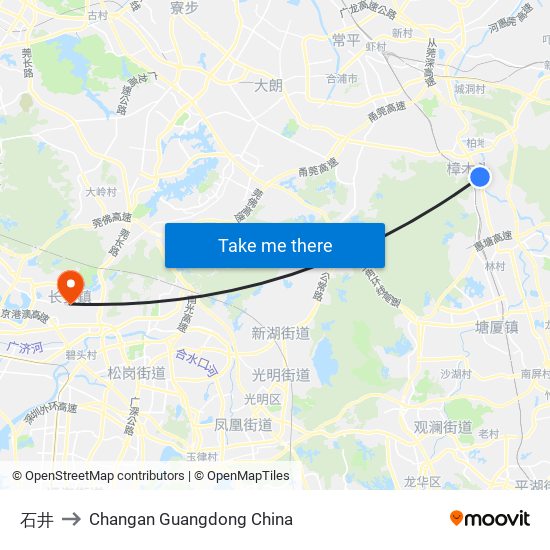 石井 to Changan Guangdong China map